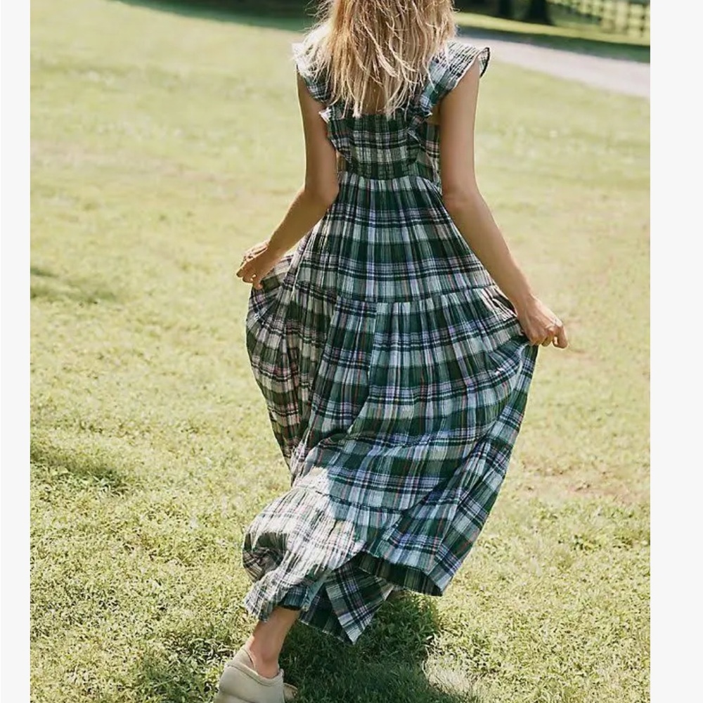 Pilcro Green Purple Plaid Button-Front Top - Picture 2 of 4